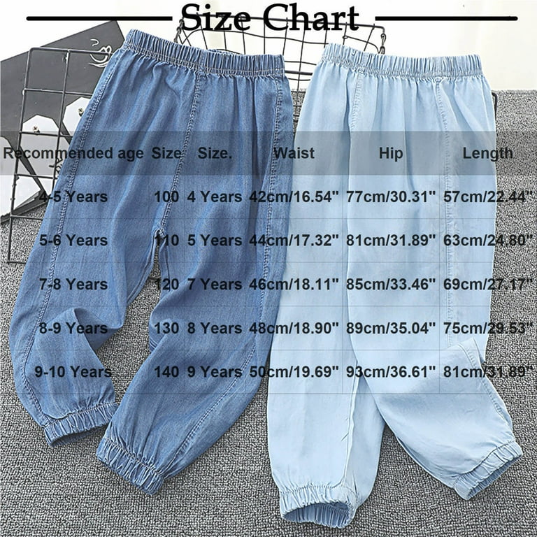 breaise Summer Girls Jeans Pull on Elastic Waist Pants Lightweight