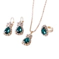 thumbnail image 2 of Xinyolin 3Pcs/Set Women Water Drop Bright Alloy Rhinestone - Pendant Necklace Earrings Ring Jewelry Set for Valentine Day, 2 of 8