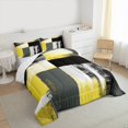 thumbnail image 3 of Manfei Western Artwork Full Size Comforter Sets for Adult, Vintage Oil Printing Bedding Comforter Set, Yellow Grey Watercolor Reversible Bedding Sets, Ultra Soft Home Decor, 3pcs, 3 of 8