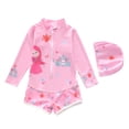 thumbnail image 1 of 2pcs/set Girls Rashguard Swimsuit & Swim Cap Outfits Size 3-12 T Little Girls Long Sleeve Zipper Swimsuits Rash Guard Swimwear for Beach,3XL/6-7 Years, 1 of 6