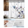 thumbnail image 3 of No Hook Shower Curtain with Snap in Liner Purple Flower Shower Curtain -Fabric Waterproof Inner Liner, Blue Chrysanthemum Butterfly Leaf Plant Shower Curtains Washable 72"x84", 3 of 9