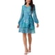 thumbnail image 2 of Vestido Floral de Cuello en V de Mujer INSPIRE CHIC con Manga Larga, Cintura Alta, Volantes, Estilo Skater, Mini Vestido de Chiffon, 2 of 6