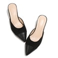 thumbnail image 2 of LuckLilac Women’s Low Heels 2 inch Kitten Mule Slip On Pointed Closed Toe Fashion Dress Shoes,Black,8M, 2 of 5