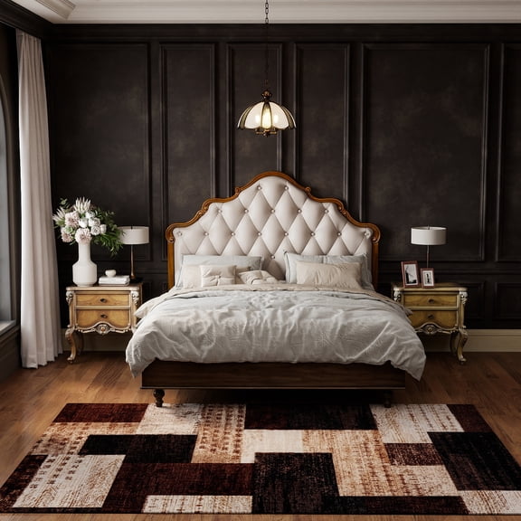Tuzlier Area Rug 5x7 Modern Geometric Patchwork Carpet Non-Slip Area Rugs for Living Room Bedroom Dining Room Office