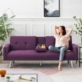 thumbnail image 2 of Fooing Sleeper Sofa Linen blend Bed Modern Couch For Home Living Room Seating Purple, 2 of 18