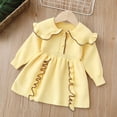 thumbnail image 3 of Esaierr Newborn Toddler Baby Girls Lapel Dress Knitted Long Dress Lace Long Sleeve Button Autumn Winter Casual Princess Dress for 9M-4Y, 3 of 5