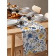 thumbnail image 6 of Ldtrchee Yellow Blue Flower Table Runner 90 Inches, Vintage Botanical Tree Leaf Branch Bed Runner Dresser Scarves Tabletop for Indoor Outdoor Parties/Ceremony/Banquet, 13" x 90", 6 of 8