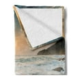thumbnail image 2 of Beach Soft Flannel Fleece Blanket, Grand Sea Waves on Beach and Horizon Sky Holiday Calm Dream Season Photograph, Cozy Plush for Indoor and Outdoor Use, 50" x 70", Cream Blue White, by Ambesonne, 2 of 5