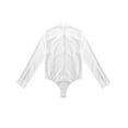 thumbnail image 6 of Nyeemya Women's One Piece Formal Shirt Bodysuit Work Office Long Sleeve Turndown Collar Button-down Leotard Top White XL, 6 of 7