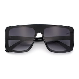 NWT Vintage 80\'s Plastic Lady Fashion Sunglasses (Black/Smoke) Womens 80s Flat Top Thick Plastic Shield Sunglasses Black  main image 2