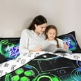 thumbnail image 5 of Homewish Modern Video Game Bedding Comforter Set,Kids Gamepad Controller Twin Comforter Sets,Blue Sequin Print Bedding Set For Boy,Microfiber Room Decor Reversible,2-Piece, 5 of 8
