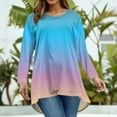 thumbnail image 5 of Abcomgle Womens Plus Size Summer Tops 4x-5x Trendy Long Sleeve Tee Shirt Tops Gradient Print Crew Neck T Shirts Large Casual Tunics Blouses,5XL, 5 of 5
