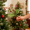thumbnail image 1 of Ramas de caramelo brillantes para decorar el árbol de Navidad | Ramo de flores artificiales de Nochebuena para arreglos florales navideños y decoración de interiores, 1 of 9