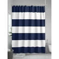thumbnail image 5 of Navy Blue Stripe Shower Curtain, Simple Style White Striped Waterproof Shower Curtain Set with 12 Hooks Lightweight Washable Fabric Shower Curtains for Bathroom 72x84 Inches, 5 of 6