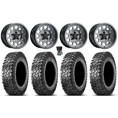 Method 414 15 Wheels Graphite +38mm 32 Predator Tires Polaris RZR Turbo R & Pro R Ranger 1500 Xpedition