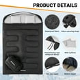 thumbnail image 2 of KingCamp Double Sleeping Bag with 2 Pillows Water-resistant 2-in-1 Double Sleeping Bag 3 Season for Adult Camping(Black,6.8℉-41℉), 2 of 7