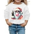 thumbnail image 4 of gcong Christmas Sweatshirt for Kids Girls Long Sleeve Crewneck Pullover Santa Claus Reindeer Print Sweat Shirt Toddler Winter Shirt Fall Tops, 4 of 5