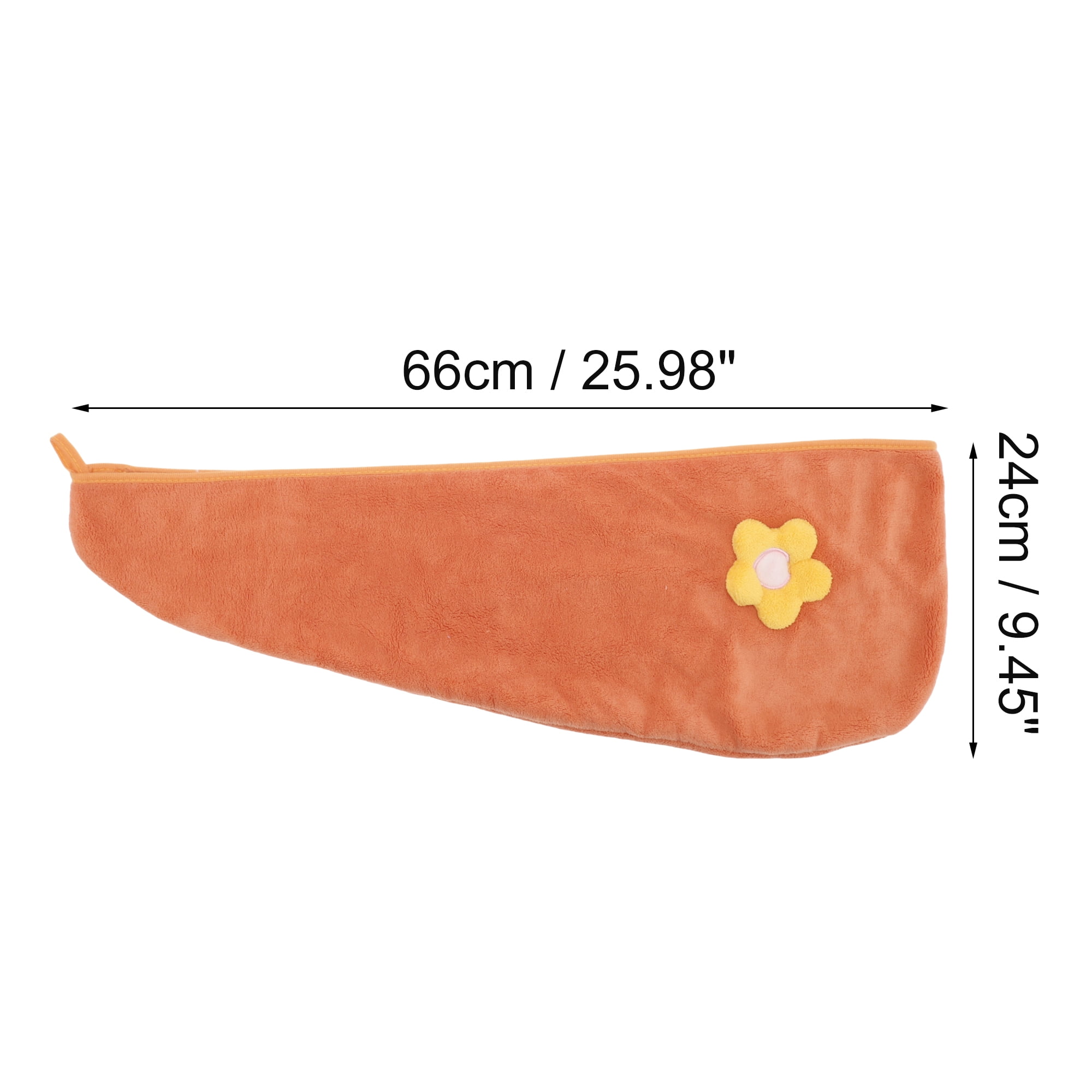 Unique Bargains 1 Pc Women Soft Side Flowers Hair Towel Orange