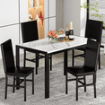 thumbnail image 2 of Furlinkhm Dining Table Set for 4, Faux Marble Table with 4 PU Leather Chairs, Modern Kitchen Table and Chairs for 4, Small Kitchen Table and Chairs for Dining Room, Kitchen, White, 2 of 9
