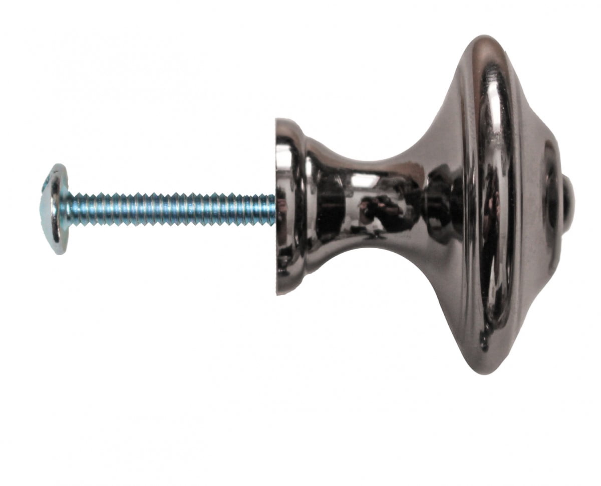 6 Kitchen Cabinet Knob Nickel Black Brass 1 1/4" Dia | Renovators Supply
