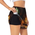 thumbnail image 3 of Lsque Cozy Tree Hole Cabin Printed Women's Running Shorts with Liner Pockets,Elastic Quick Dry Workout Athletic Gym Yoga Shorts,Womens High Waist Shorts-XX-Large, 3 of 9