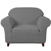 Enova Home Ultra Soft Stretch Fabric One Seater Chair Armchair Slipcovers Removable Anti-Dirty Fitted Furniture Protector (Gray)
