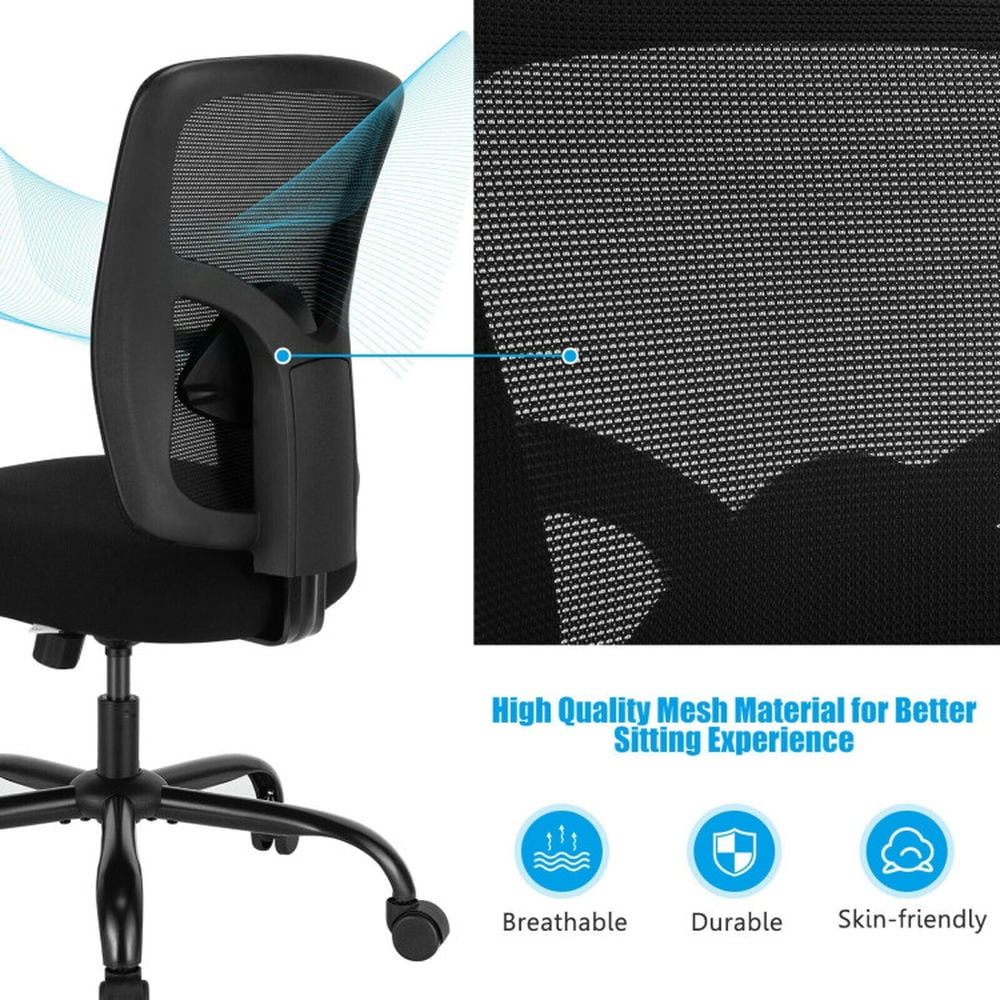 Demi Bonn 400LBS Mesh Big and Tall Office Chair Swivel Task Chair for Home, Bedroom, Study, Rolling Work Computer Desk Chair, Black