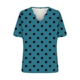 thumbnail image 4 of Ashirexll Ladies Tops and Blouses Short Sleeve Tops for Women Summer Fashion Polka Printed Collar Casual Short Sleeve Top Short Sleeve V-neck Top Shirt, 4 of 5
