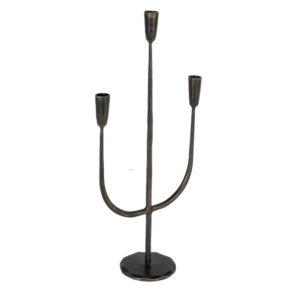 Creative Co-Op Tall Artisanal Metal Candelabra, Black