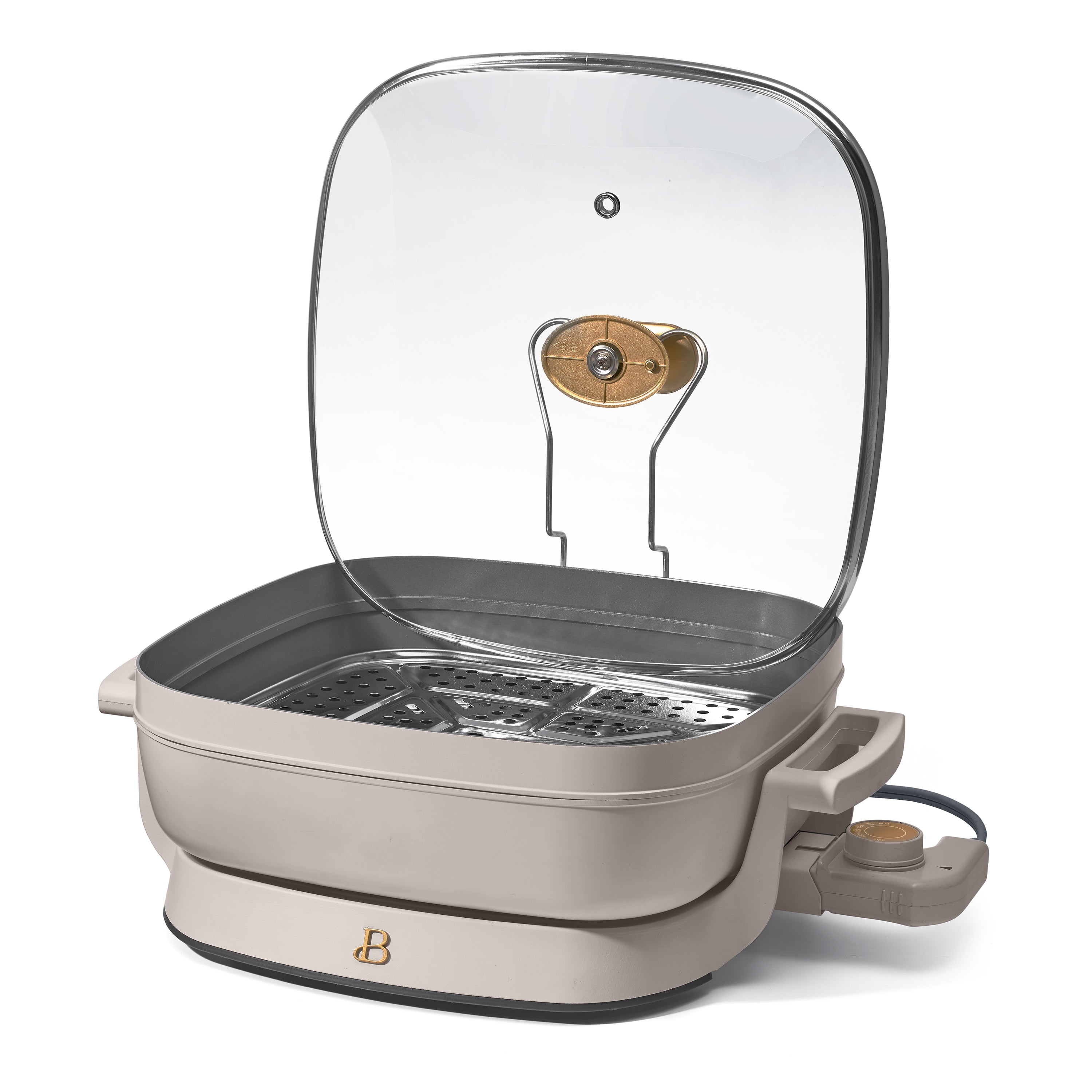 Beautiful 5 in 1 Electric Skillet - Expandable up to 7 Qt, Porcini Taupe by Drew Barrymore