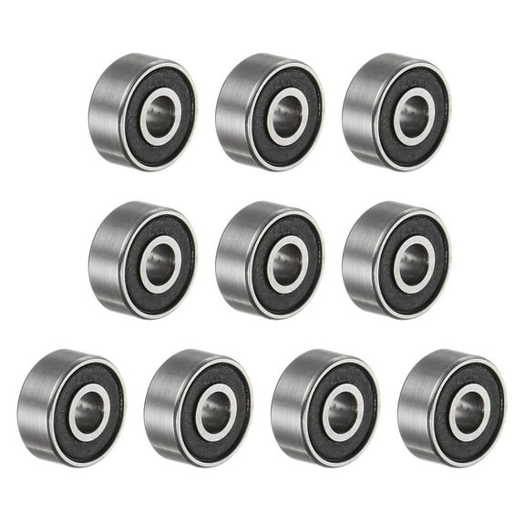 R2-2RS Deep Groove Ball Bearing, 1/8" x 3/8" x 5/32" Chrome Steel Z2 Double Rubber Sealed Bearing, 10 Pack