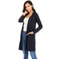 thumbnail image 4 of LELINTA Casual Long Cardigan for Juniors Open Front Cardigan with Pocket Long Sleeve Top Solid Outwears S-3XL, 4 of 5