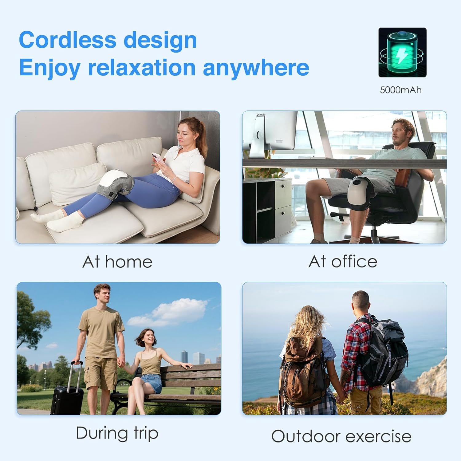 3 in 1 Foot Massager, Rechargeable Ankle and Heel Massager, Foot Massagers for Pain Relief and Blood Circulation, Portable Cordless Therapy Device with 3 Levels Vibration & 3 Heat Settings, 1 Pack