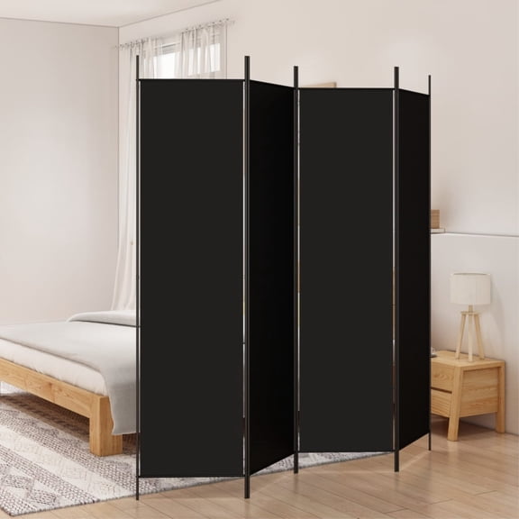 Casafoyer 4-Panel Room Divider Black 78.7"x78.7" Fabric