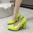 thumbnail image 4 of hopeusnice Clearance Womens Heeled Pumps Classic Pointed Toe Chunky High Heels Work Shoes Dress Pumps Comfortable Wedding Evening Party Shoes Green 43, 4 of 5