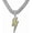 Silver, variant on Bling Lightning Bolt CZ Iced Out Necklace for Men,Fake Diamond Thick Cuban Link Chain Rapper Hip Hop Custume Jewelry 18K Gold/Platinum Plated with Sparkly Lightning Charms