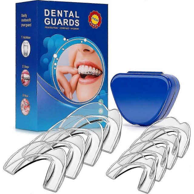 8pcs Mouth Guard For Grinding Teeth, Anti Grinding Bite Guard Moldable Dental Night Guards For Clenching Teeth At Night, 2 Size