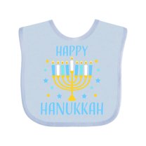 Inktastic Happy Hanukkah with Menorah and Stars Boys or Girls Baby Bib