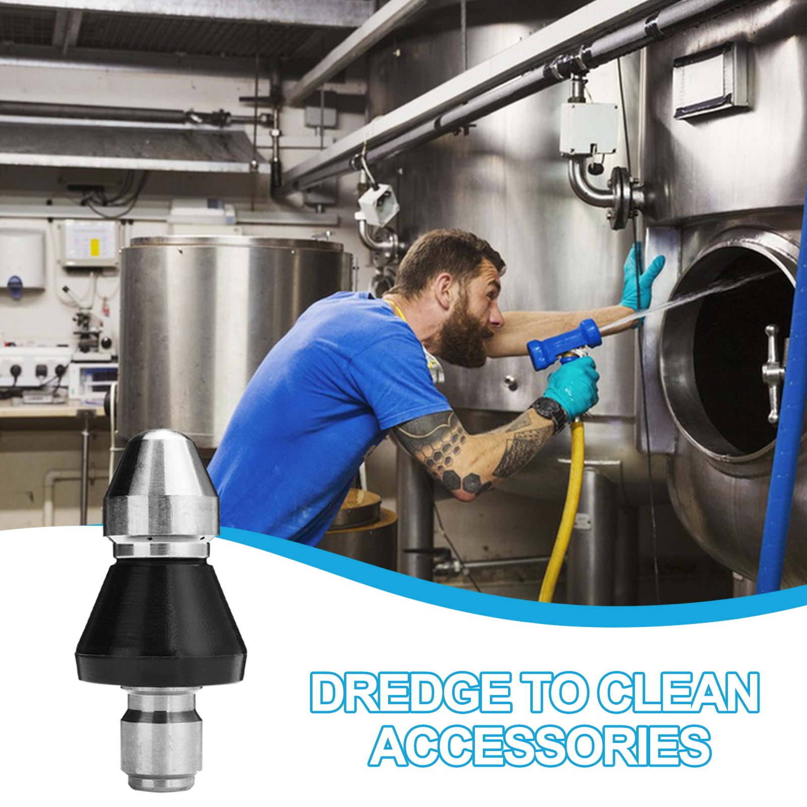 Sewer Jetter Nozzle for Pipe Unclogging, Pressure Washer Sewer