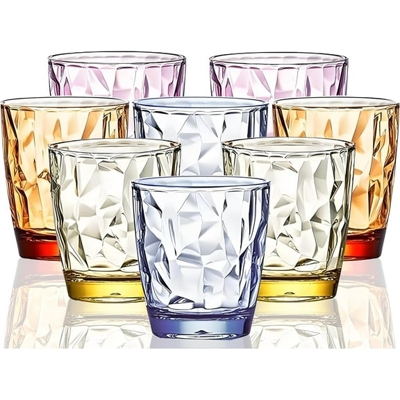 10 Oz Unbreakable Tritan Drinking Glasses Dishwasher Safe Acrylic Glasses Drinkware BPA Free Hard Plastic Cups Reusable Kitchen Water Glasses Drinking Set of 8 (4 Colors)