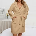 thumbnail image 2 of Womens Winter Robes Clearance Akafmk Womens Robes Long Length,Plush Robes for Women,Fashion Women's Casual Solid Long Sleeve Ladies Loose Pocket Keep Warm Robes Faux Velvet Sleepwear Dress Nightgowns, 2 of 5