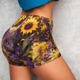 thumbnail image 4 of Susaid Sunshine Cute Cat Sunflower Print Intensify Workout Shorts for Women Seamless Scrunch Short Gym Yoga Running Sport Active Exercise Fitness Shorts-Large, 4 of 8