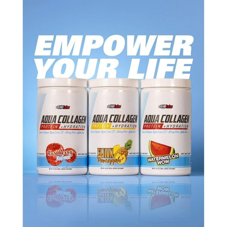 EHP LABS Aqua Collagen Peptides Powder, 24 Servings, Raspberry Refresh