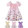 thumbnail image 3 of Yuanyu Toddler Baby Girls Casual Dress Puff Sleeve Little Girls Midi Dress Princess Dresses Holiday Party 1-7 T, 3 of 4