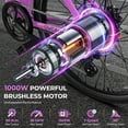 thumbnail image 3 of 26" Commuter Electric Bike for Adults, 28 MPH Adult Electric Bicycles with New Shock Absorption, 1000W Motor, 48V 13Ah, 26" Unisex, UL 2849 Certified, Rose Red, 3 of 10