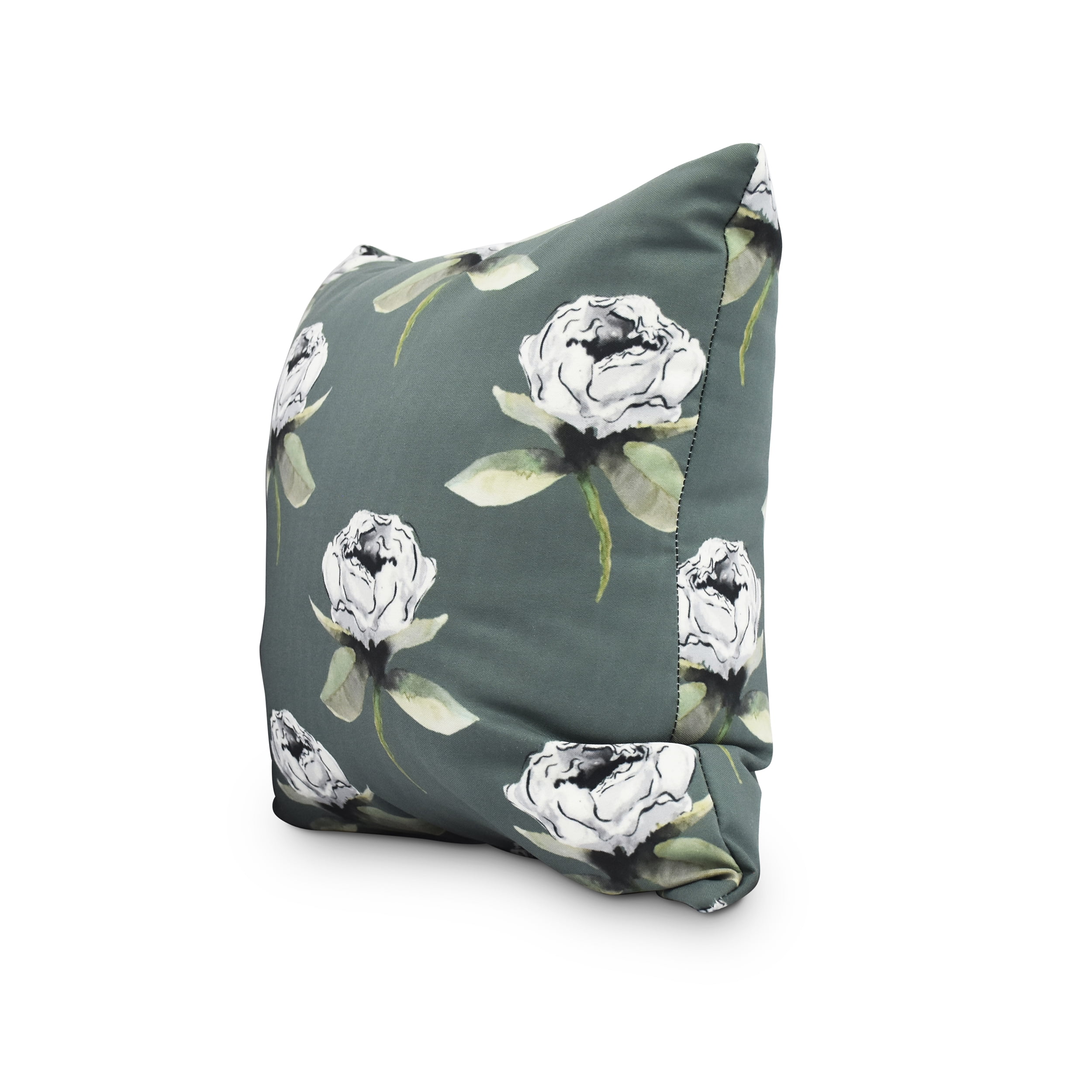 Floral Bunch 16 Inch Green Floral Print Decorative Throw Pillow