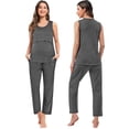 thumbnail image 4 of Set de bata de lactancia SWOMOG, pijama posparto, gris, XXL, 4 of 7
