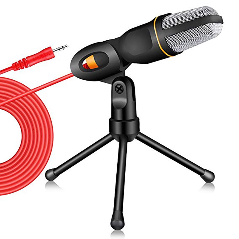JEEMAK 3.5mm Microphone with Stand for Gaming iPad iPhone Podcast Compatible with PC Laptop Microphone for Computer Streaming Recording 