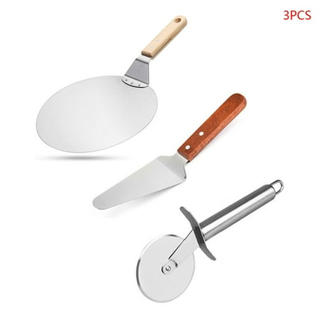 

TONKBEEY 3 Pcs Durable Pizza Tools Set Stainless Steel Transfer Shovel Spatula Cutter for Home Kitchen Pizzeria