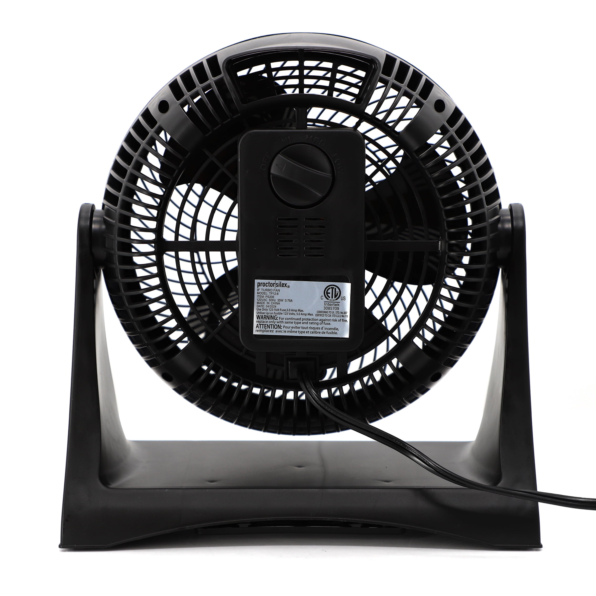 Proctor Silex 8 Inch 35 Watt 3-Speed Adjustable Tilt Desk Office Fan in Black